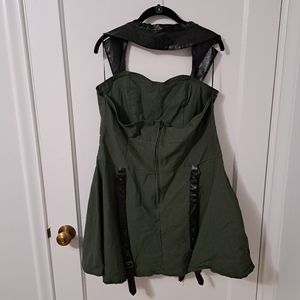Carpe Noctem KILLSTAR Psy-Ops Green Khaki Halter Goth Dress Size 3XL